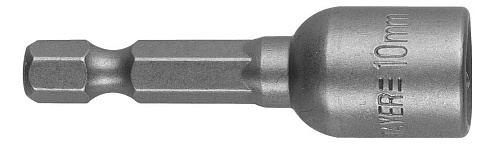 Бита NutDriver 10мм, с торцевой головкой, магнитная, 50мм, СrV сталь, Е 1/4": фотография 1