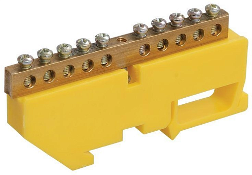 Шина PE "земля" на DIN-изол. ШНИ-6х9-10-Д-Ж IEK YNN10-69-10D-K05: фотография 1