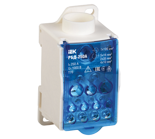 Блок распределительный на DIN-рейку РБД-250А IEK RBD-250: фотография 1