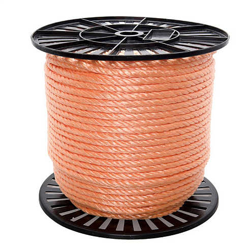 Канат полипропиленовый крученый 8мм оранжевый 100м: фотография 1