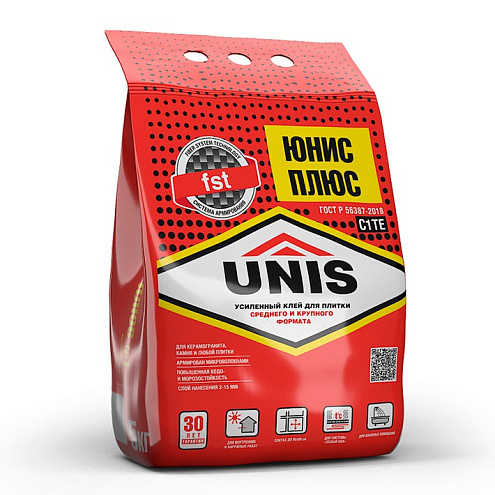 Клей плиточный Unis ПЛЮС класс С1 ТE 5кг: фотография 1
