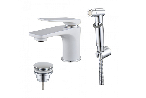 Смеситель Lemark "Аллегро" LM5916CW для умывальника и биде хром/белый: фотография 1