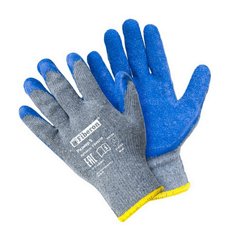 Перчатки хлопчатобумажные с полиэстером с латексным покрытием, размер L, Fiberon: фотография 1