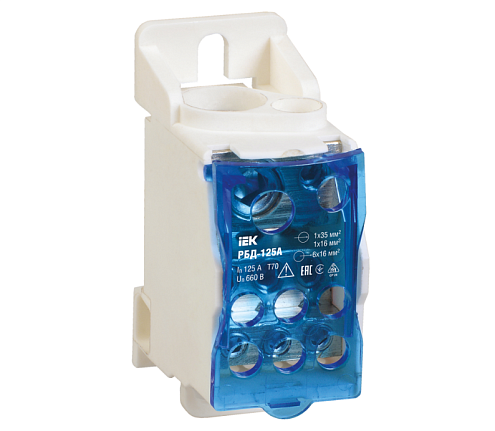 Блок распределительный на DIN-рейку РБД-125А IEK RBD-125: фотография 1