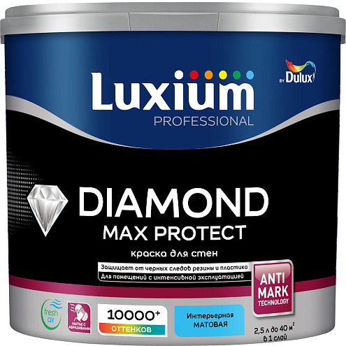 Краска Luxium Diamond Matt Max Protect ANTI MARK, матовая BW  2,5л: фотография 1