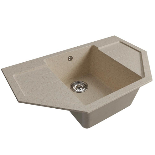 Мойка ML-GM24 угловая с крылом, бежевая (328), 790х490х200 мм: фотография 1