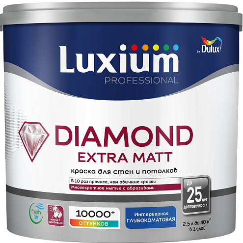 Краска Luxium Professional Diamond Extra Matt глубокоматовая BW 2,5л: фотография 1