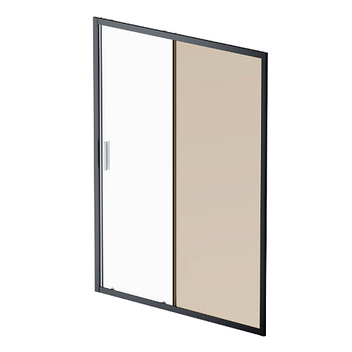 Душевая перегородка с дверью 150x195 AM.PM Gem W90G-150-1-195BBr бронзовое стекло, профиль черный матовый: фотография 1