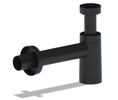 Сифон бутылочный 1 1/4"х40 АНИ Пласт BRB1004BL, без выпускак с переходной трубкой D40, черный: фотография 1