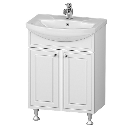 Тумба с раковиной 60 Damixa Palace One M41-FSX0601WG-WCC060 напольная белый глянец: фотография 1