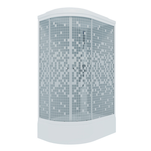 Душевая кабина "Коралл 120х80 В" правая, 1/4 круга, средний поддон, Белый, Мозаика, ДН4: фотография 1