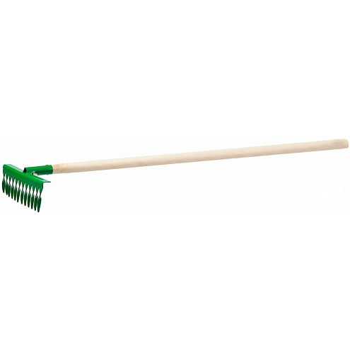 Грабли с витым зубом 12 зубцов, 310х100х1300мм, с деревянным черенком: фотография 1