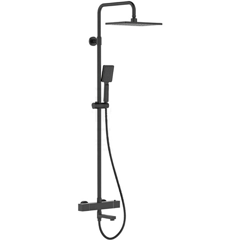 24007-6 Душевая система FRAP с термосмесителем черный: фотография 1