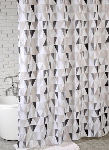 Занавеска-штора для ванн BATH Triangular Scrawl серый 180х200  ch21260/8: фотография 1