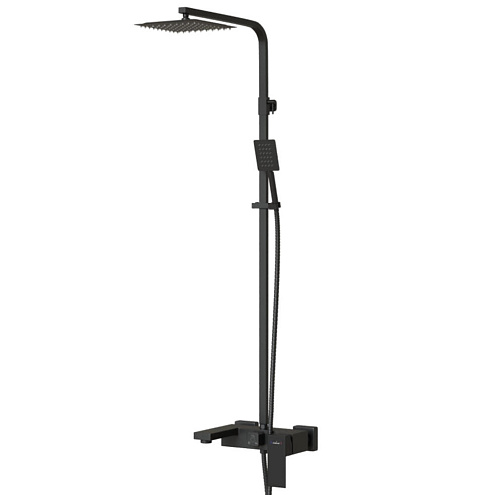 Душевая система ML2417 смеситель 35к с изливом+лейка 3 позиции+душевой шланг+тропический душ, черный: фотография 1