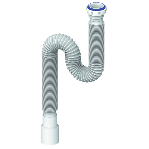 Гофрированный сифон 1 1/2"х40х50 с гайкой, плоская прокладка Unicorn D125: фотография 1