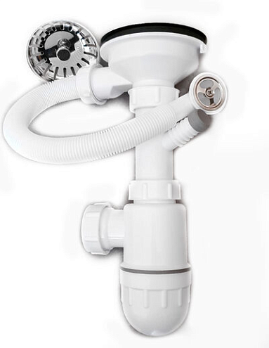 Сифон бутылочный SALD 0001 БРИСЛ 3 1/2"х40, с круглым переливом для гранитной мойки: фотография 1