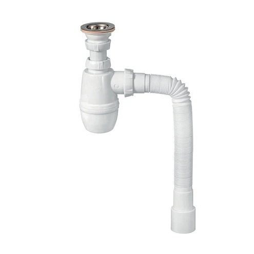 Сифон с выпуском 1 1/4"х40 мм и гофротрубой Wirquin Минор 30718050: фотография 1