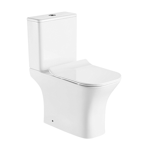 Унитаз-компакт Azario FRETTA SQUARE 650х340х790 напольный, безободковый с бачком и сиденьем микролифт AZ-5121: фотография 1