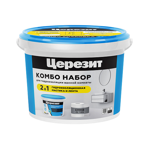 Набор для гидроизоляции COMBO PACK Церезит полимерная эластичная мастика CL 51 (7,5 кг) и водонепроницаемая лента CL 152 (8 м): фотография 1