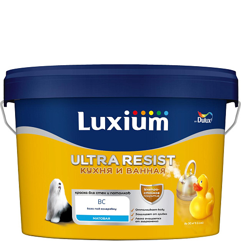 Краска ультрастойкая Luxium Ultra Resist Кухня и ванная BC, матовая, 2,25л, "Эффект лотоса": фотография 1