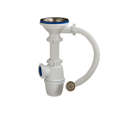 Сифон бутылочный 3 1/2"х40 мм, с круглым переливом для гранитной мойки ОРИО А-5007: фотография 1