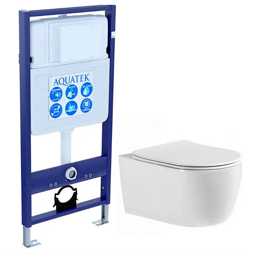 Комплект Set Aquatek Европа new cm унитаз Aquatek Европа AQ1106-00+инсталляция Aquatek INS-0000012+звукоизоляционная прокладка+сиденье soft-clos: фотография 1