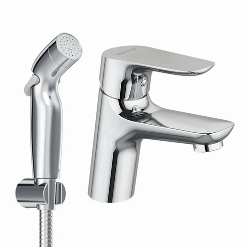 770300001 Jupiter, смеситель для умывальника с гиг. душем, хром: фотография 1