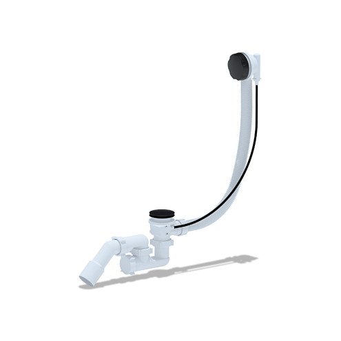 Перелив полуавтомат АНИ EM321BL  с регулируемым сифоном, с переходной трубой 45° 40х50 580мм черный: фотография 1