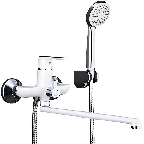 Смеситель для ванны и умывальника 35к F2231 L-нос 35 см белый/хром FRAP: фотография 1