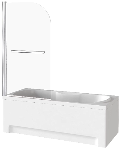 Шторка для ванны SCREEN H-HT-80-C-CH 1 створка распашная+ручка, стекло 5 мм: фотография 1