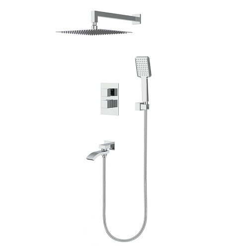 Душевая система термостат  G7107-40 GAPPO встраиваемая, лейка "Тропический душ" хром: фотография 1