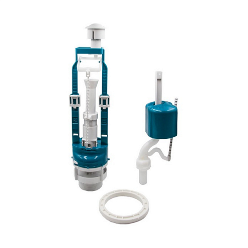 Арматура ИНКОЭР к смывному бачку, кнопка, белый нижний подвод D40 : фотография 1