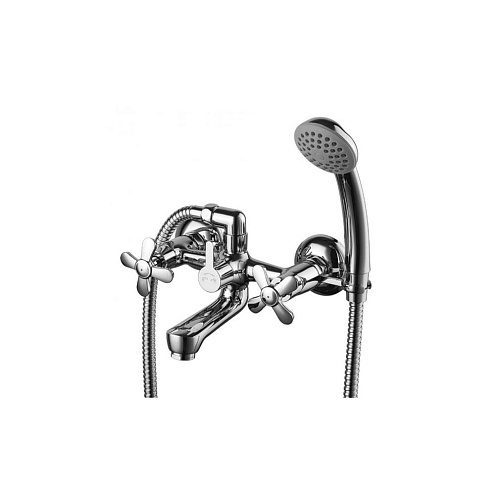 Смеситель Lemark "Партнер" LM6542C для ванны двуручный с коротким изливом дивертор с керамическими пластинами хром: фотография 1