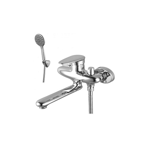 LM4414C "Статус" Смеситель для ванны с повор. плоск. изливом 170мм, боковой дивертор с кер. пласт, с аксесс.: фотография 1