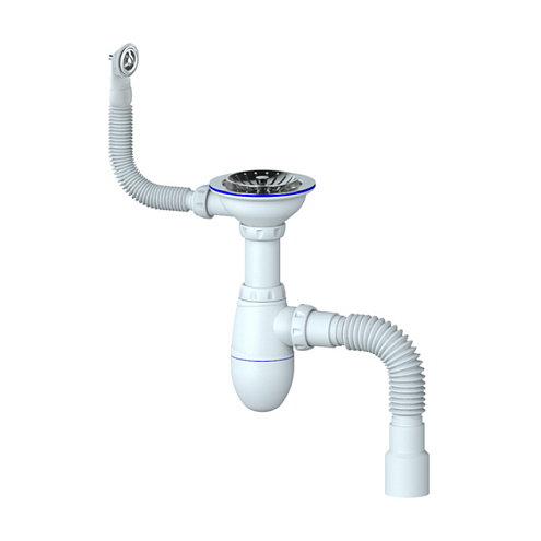 Сифон 3 1/2"х40 с круглым переливом, с гофрой 40х40х50 Unicorn B426: фотография 1