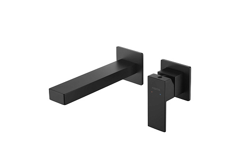 Смеситель для раковины настенный (внешняя и скрытая часть) Aquatek матовый черный AQ1613MB Либра: фотография 1