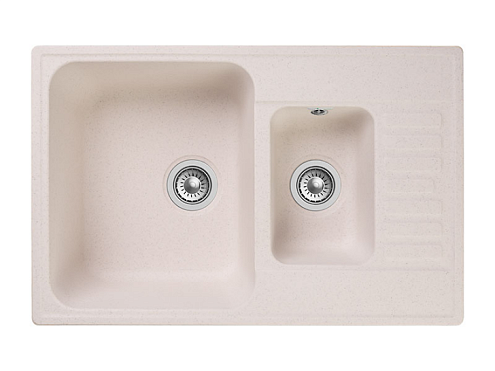 Мойка GRANFEST QUARZ (ECO) 21К 1,5 чаши+крыло 740х480 мм белый без сифона: фотография 1