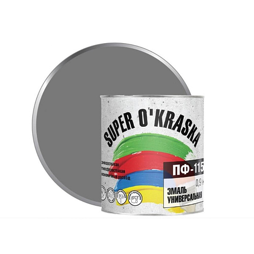 Эмаль  ПФ-115 super okraska Серый   0,9кг: фотография 1
