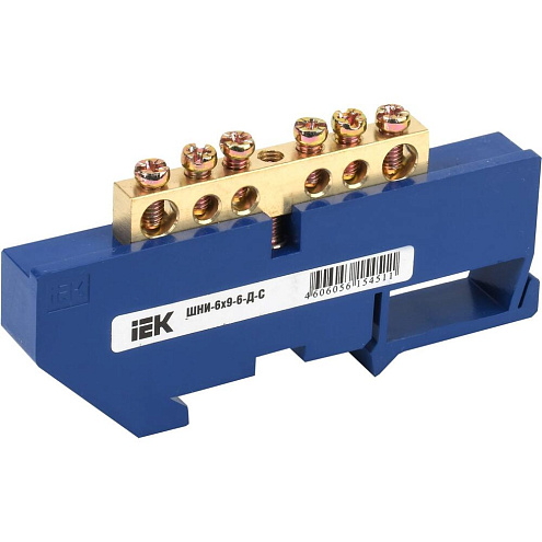 Шина нулевая ШНИ-6х9-6-Д-С на DIN-изол. ШНИ IEK YNN10-69-6D-K07: фотография 1