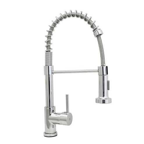 Смеситель Кухня SANTREK AQUA-845 "INOX" (SAP-845) шар d-35 нерж. с гибким изливом (хром): фотография 1