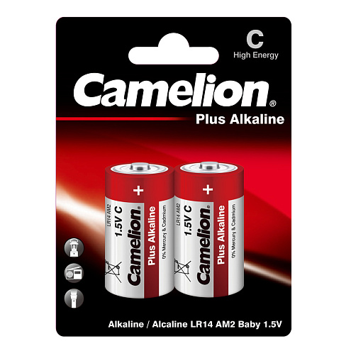Элемент питания алкалиновый C/LR14 1.5В Plus Alkaline LR14-BP2 BL-2 уп.2шт Camelion 1653: фотография 1
