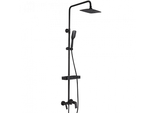 Смеситель Lemark "Тропик" LM7002BL для ванны с верхней душевой лейкой "Тропический дождь" поворотный излив черный: фотография 1