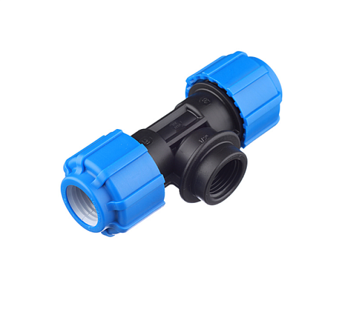 Тройник ПЭ 20х1/2"х20 внутренняя резьба  обжимной ТПК-Аква: фотография 1