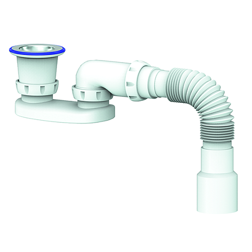 Сифон для душевого поддона 1 1/2х40 плоский, с гофрой 40х40/50 G22 UNICORN: фотография 1