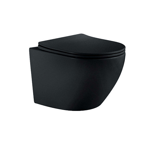 Унитаз подвесной безободковый Aquatek Европа AQ1901-MB 525х360х320 с сиденьем Soft Close: фотография 1