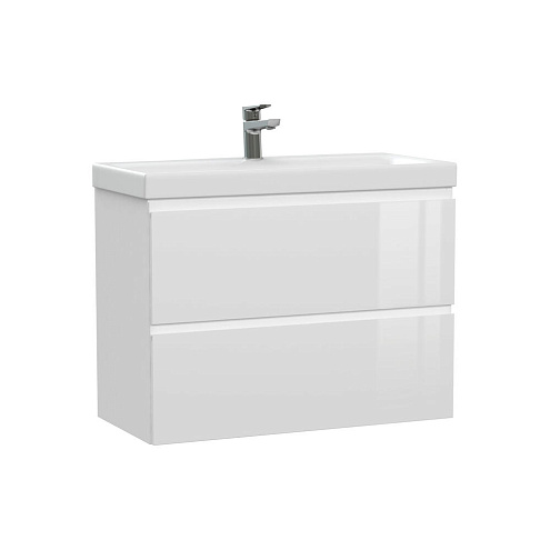 Тумба под раковину подвесная MODUO 80 для MODUO SLIM 80 узкая белый: фотография 1