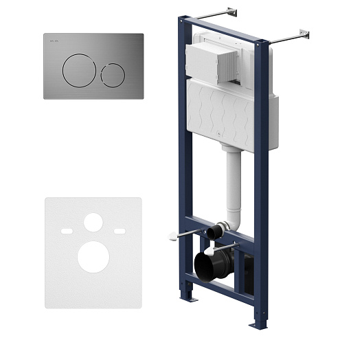 Инсталляция для подвесного унитаза AM.PM Pro I012704.9031 с пневматической клавишей никель матовый: фотография 1