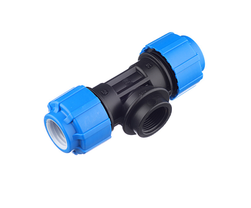 Тройник ПЭ 25х3/4"х25 внутренняя резьба  обжимной ТПК-Аква: фотография 1