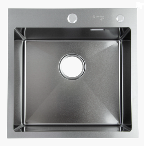 Мойка нержавейка врезная SANTREK AQUA 500х500х220 т 3,0 графит D5050H-B сифон	: фотография 1